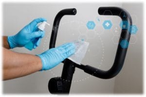 Anti microbial application on exercise bike